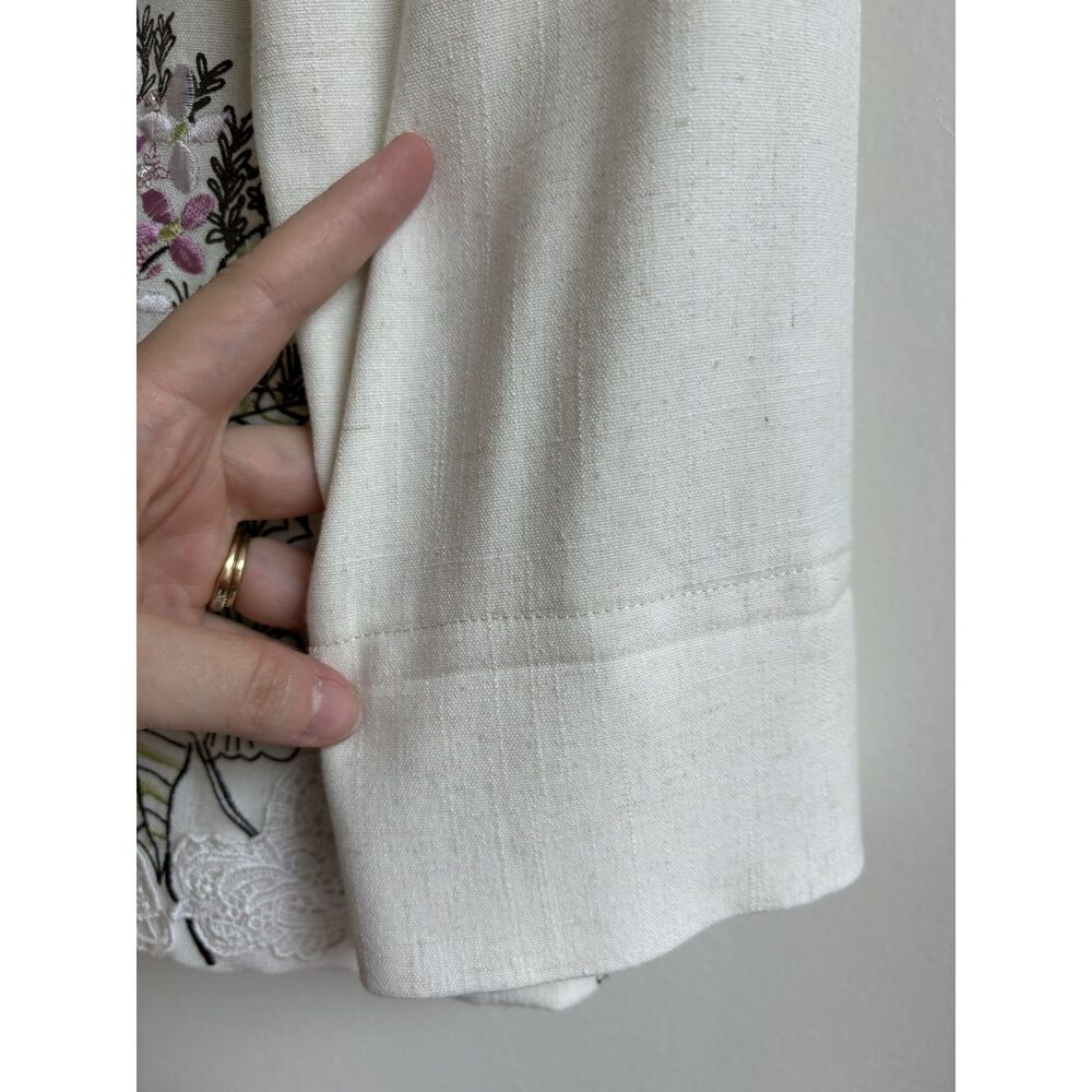 Vtg Draper’s & Damon’s Cream Blazer Beaded Petite Small Floral Lace Linen Asian - Picture 5 of 8